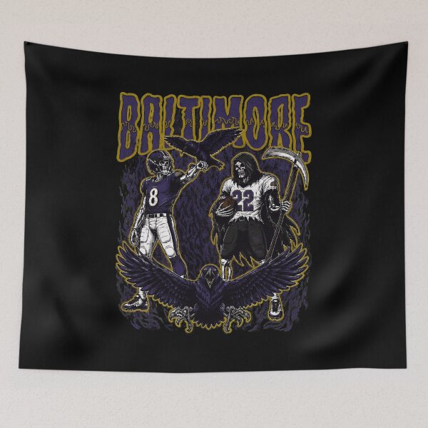 Item preview, Ravens Football Skeleton Reaper Fan designed and sold by handsomesi.