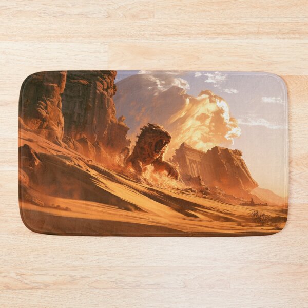Item preview, A deadly Manticore stalking across scorching desert dunes beneath ancient ruined temples, Fantasy & Mythological Creatures designed and sold by CDC40.