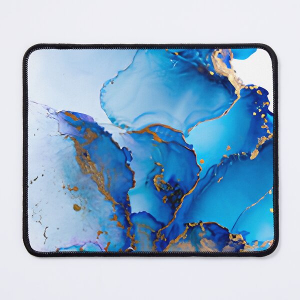 Item preview, Royal Blue and Gold Alcohol Ink Ocean Marble Abstract Wall Art designed and sold by LuxocaDesigns24.