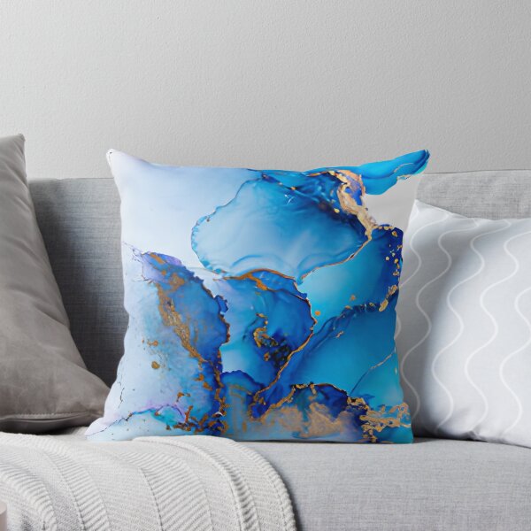Item preview, Royal Blue and Gold Alcohol Ink Ocean Marble Abstract Wall Art designed and sold by LuxocaDesigns24.