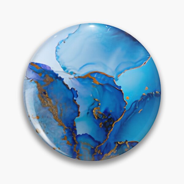 Item preview, Royal Blue and Gold Alcohol Ink Ocean Marble Abstract Wall Art designed and sold by LuxocaDesigns24.