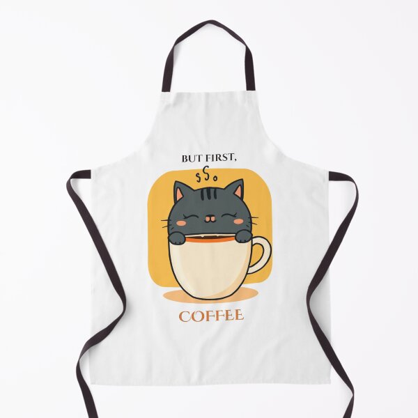 Item preview, But First, Coffee — Sleepy Cat with Coffee Mug Vintage Illustration designed and sold by Sithila-Arts.