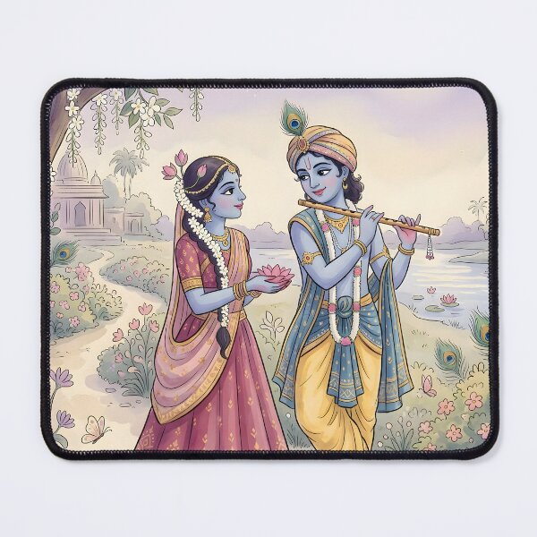 Item preview, Radha Krishna Divine Love Watercolor Art designed and sold by hutofdesigns.