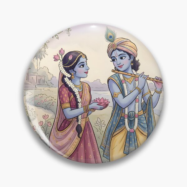 Item preview, Radha Krishna Divine Love Watercolor Art designed and sold by hutofdesigns.