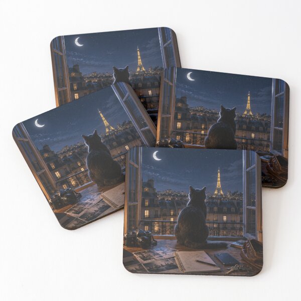 Item preview, Cat Contemplating Paris from the Window designed and sold by VECINDARIO MULTIVERSO.