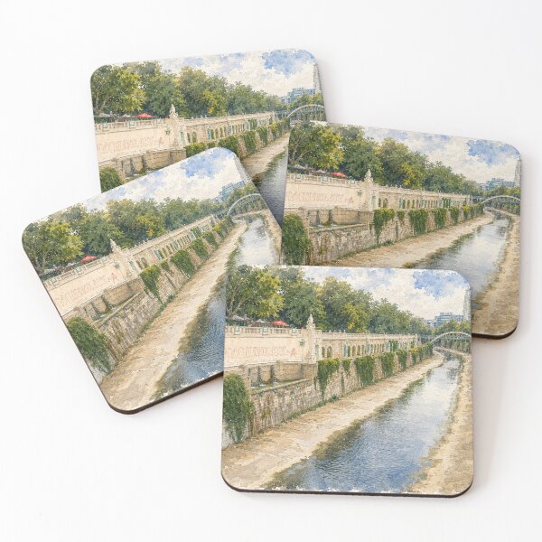 Item preview, Vienna Stadtpark River Digital Watercolor Art designed and sold by SlavaArt.