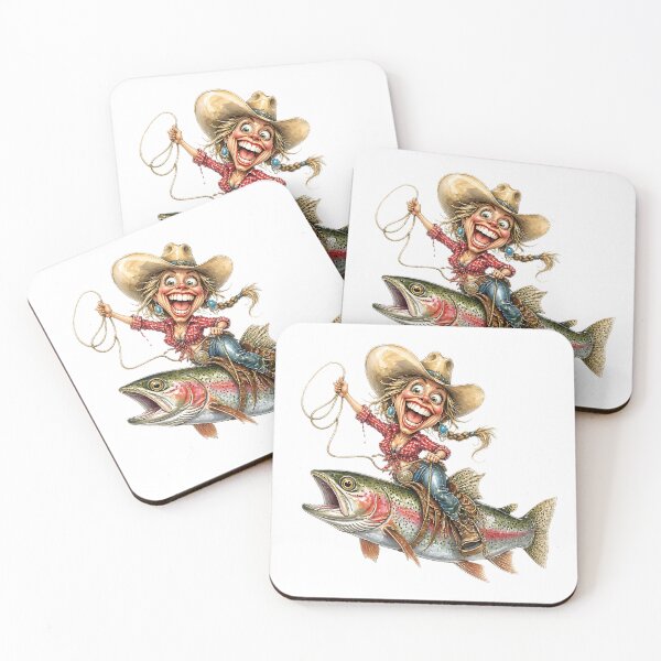 Item preview, Wild Cowgirl Riding a Giant Rainbow Trout Adventure designed and sold by Wilcox PhotoArt.