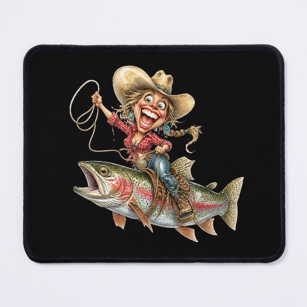 Item preview, Wild Cowgirl Riding a Giant Rainbow Trout Adventure designed and sold by Wilcox PhotoArt.