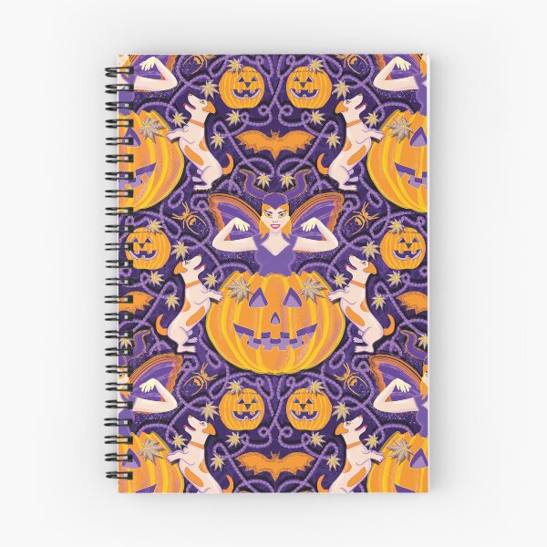 Item preview, Woman dressed as a devil emerging from a pumpkin plays with her dogs, purple designed and sold by WONDERPRINTVALLEY.