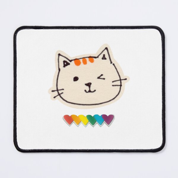 Item preview, Cute Winking Cat with Rainbow Hearts Doodle designed and sold by Esraa-Arts.