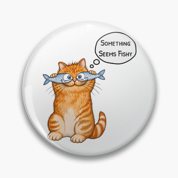 Item preview, Something Seems Fishy – Funny Orange Cat with Fish designed and sold by H-Tsvetkova.