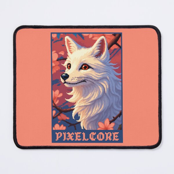 Item preview, White Japanese Kitsune Fox in a Cherry Blossom Park form Berserk Pixel Art {PIXELCORE} designed and sold by PIXELCORE-TEE.