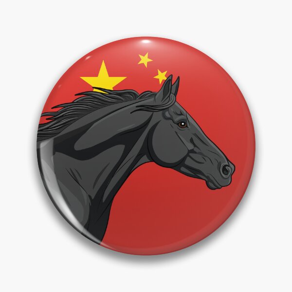 Item preview, A black Abaga horse in front of the Chinese flag designed and sold by Cheval-de-coeur.