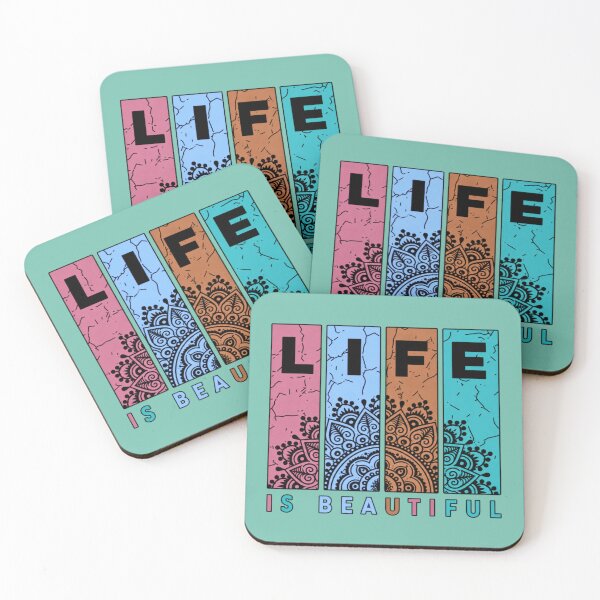 Item preview, Colorful Mandala Life Is Beautiful Typography Design designed and sold by Slyguy88.