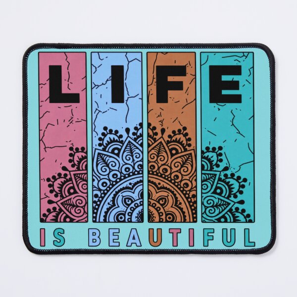 Item preview, Colorful Mandala Life Is Beautiful Typography Design designed and sold by Slyguy88.