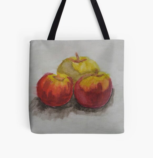 Watercolour of Apples All Over Print Tote Bag