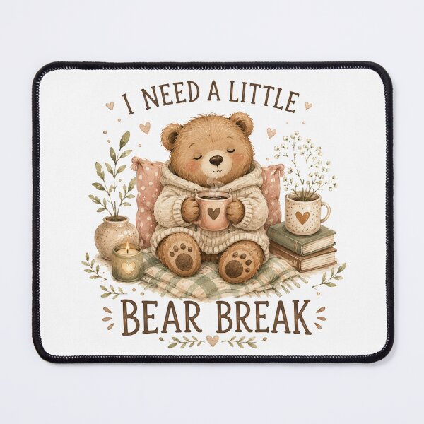 Item preview, I Need a Little Bear Break – Cute Cozy Bear Coffee Lover Design designed and sold by DreamyBrushArt.