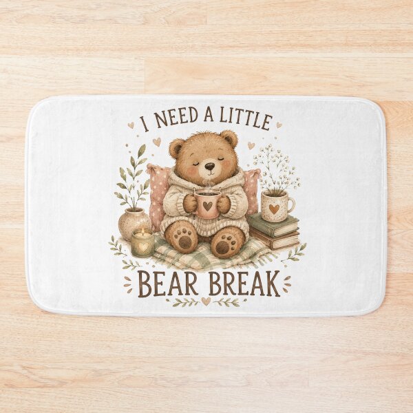 Item preview, I Need a Little Bear Break – Cute Cozy Bear Coffee Lover Design designed and sold by DreamyBrushArt.