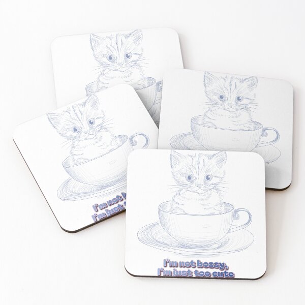 Item preview, Blue I'm not bossy, I'm just too Cute kitten in teacup designed and sold by Anne Londez Studio.