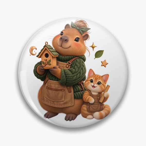 Item preview, Little Carpenter Capybara | Handmade Woodworker designed and sold by Cozy Art for Cozy Souls.