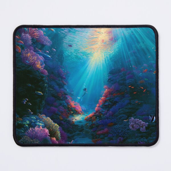 Item preview, A beautiful Mermaid swimming among colourful coral reefs surrounded by tropical fish and shafts of sunlight filtering through crystal-clear water, Fantasy & Mythological Creatures designed and sold by CDC40.