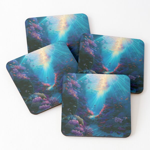 Item preview, A beautiful Mermaid swimming among colourful coral reefs surrounded by tropical fish and shafts of sunlight filtering through crystal-clear water, Fantasy & Mythological Creatures designed and sold by CDC40.