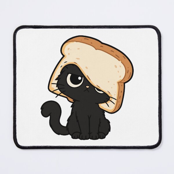 Item preview, Cute Black Cat Wearing Bread Hat Funny Food Cat designed and sold by MewMade.