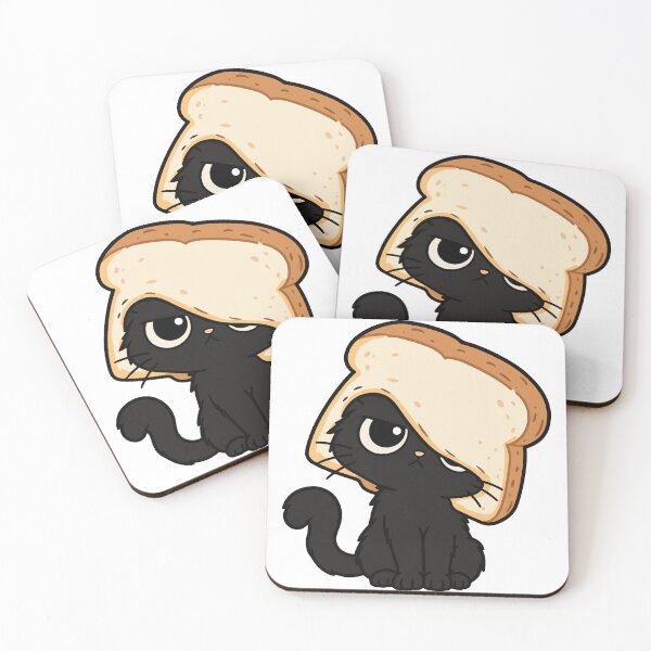Item preview, Cute Black Cat Wearing Bread Hat Funny Food Cat designed and sold by MewMade.