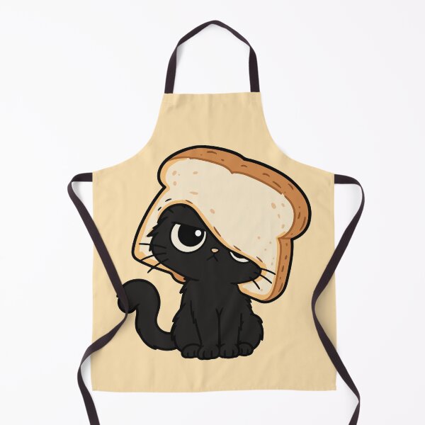 Item preview, Cute Black Cat Wearing Bread Hat Funny Food Cat designed and sold by MewMade.