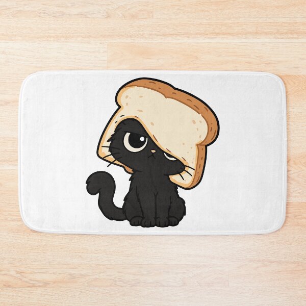 Item preview, Cute Black Cat Wearing Bread Hat Funny Food Cat designed and sold by MewMade.