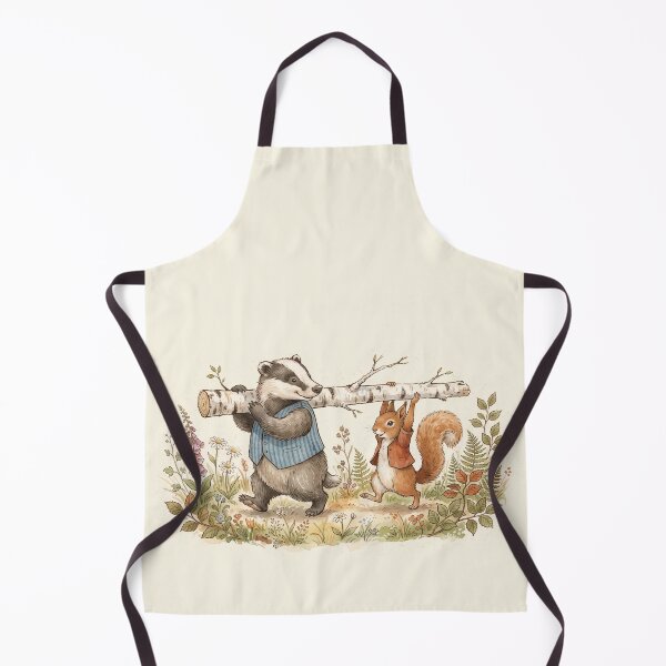 Item preview, Vintage Watercolor Badger and Squirrel Carrying a Log - Classic Storybook Art designed and sold by Pasteltone.