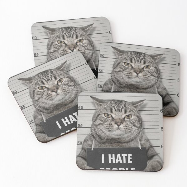 Item preview, Funny I Hate People Cat Mugshot Grumpy Kitten designed and sold by Fun-and-joy.