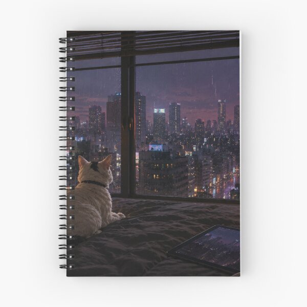 Item preview, Cat watching the Tokyo Tower from the bed designed and sold by VECINDARIO MULTIVERSO.