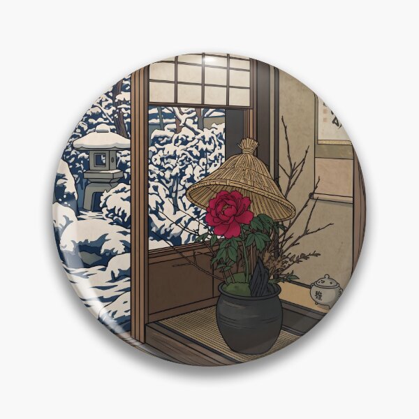 Item preview, Ukiyo-e Winter Peony Snowy Garden Art designed and sold by conohitoAI-ArtGallery.