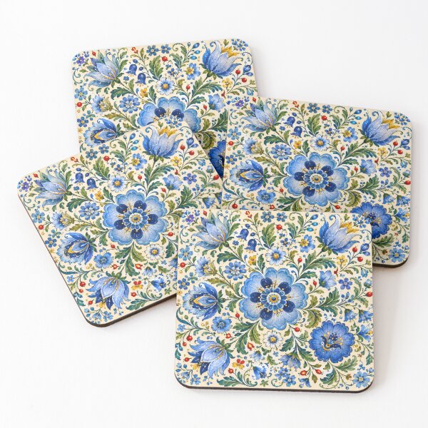 Item preview, Kashubian Blue Floral Garden – Polish Folk Floral Art designed and sold by MarekoraStudio.