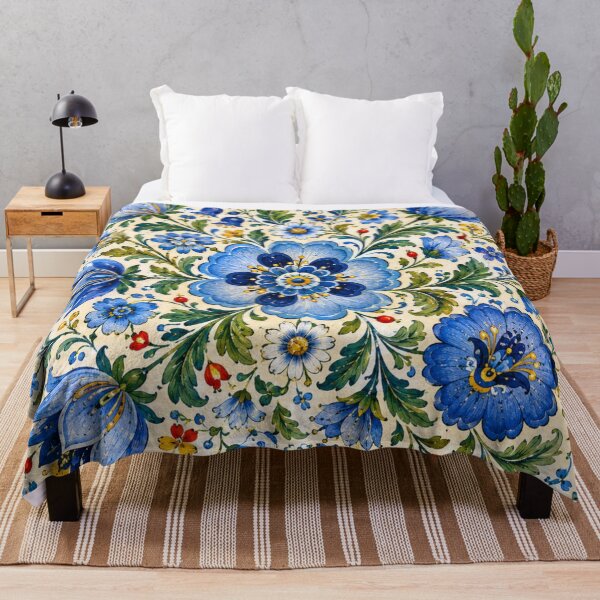 Item preview, Kashubian Blue Floral Garden – Polish Folk Floral Art designed and sold by MarekoraStudio.
