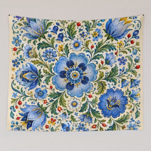 Item preview, Kashubian Blue Floral Garden – Polish Folk Floral Art designed and sold by MarekoraStudio.
