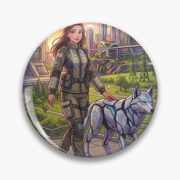 Item preview, Futuristic Cyber City Ukrainian Guardian and Mechanical Wolf designed and sold by ElenMart.