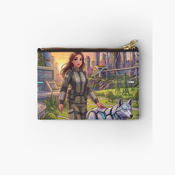 Item preview, Futuristic Cyber City Ukrainian Guardian and Mechanical Wolf designed and sold by ElenMart.
