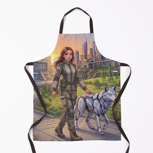 Item preview, Futuristic Cyber City Ukrainian Guardian and Mechanical Wolf designed and sold by ElenMart.