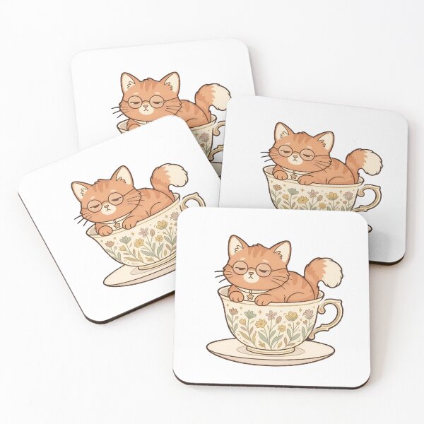 Item preview, Cozy Cat in Floral Teacup | Vintage Whimsical Illustration designed and sold by digimontu.