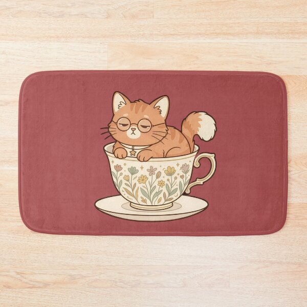 Item preview, Cozy Cat in Floral Teacup | Vintage Whimsical Illustration designed and sold by digimontu.