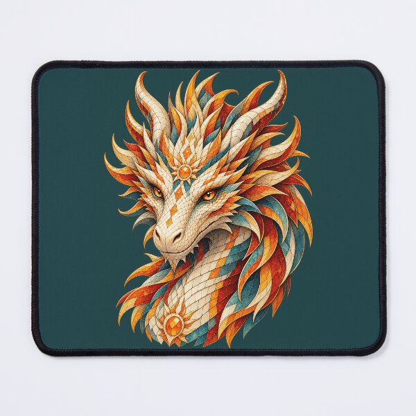 Item preview, Solar Mosaic Dragon Portrait – Stained Glass Fantasy Dragon Art designed and sold by From Cyryl with Love.