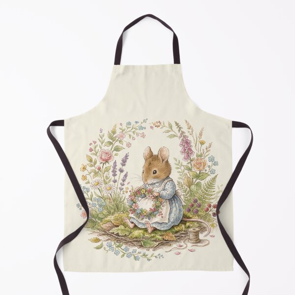 Item preview, Vintage Watercolor Mouse Crafting a Wreath - Classic Storybook Art designed and sold by Pasteltone.