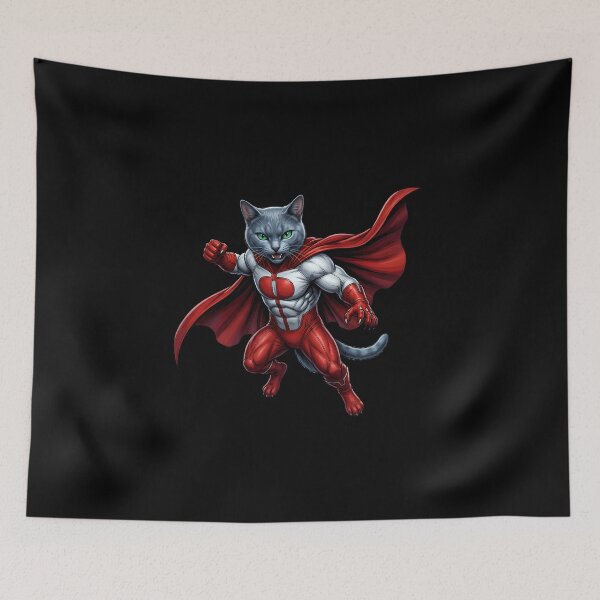 Item preview, Superhero Cat - Red Caped Feline Hero Fantasy Art designed and sold by TOOBIC.
