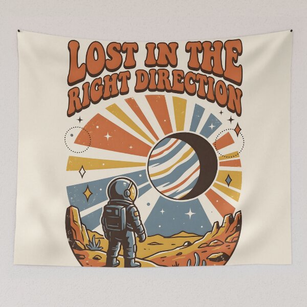 Item preview, Lost in the Right Direction Retro Astronaut designed and sold by hutofdesigns.