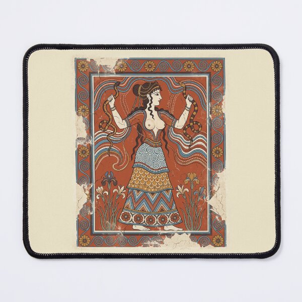 Item preview, Minoan Snake Goddess - Ancient Crete Knossos Fresco Mythology Art designed and sold by FreiherrPK.