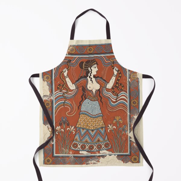 Item preview, Minoan Snake Goddess - Ancient Crete Knossos Fresco Mythology Art designed and sold by FreiherrPK.