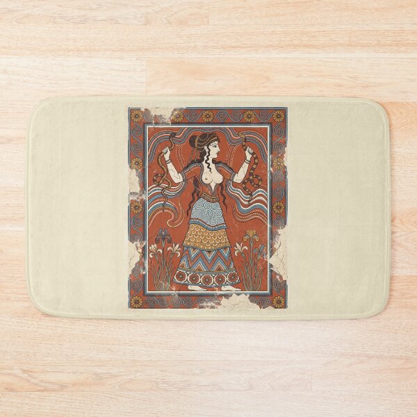 Item preview, Minoan Snake Goddess - Ancient Crete Knossos Fresco Mythology Art designed and sold by FreiherrPK.