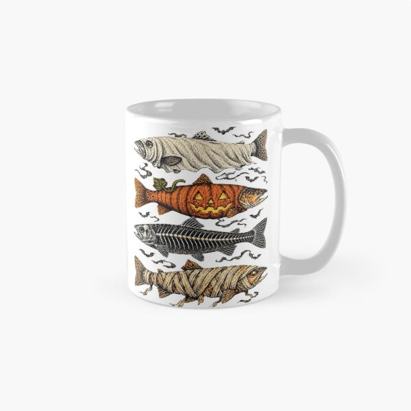 Item preview, Halloween Fish Skeletons with Pumpkin and Mummy Wraps designed and sold by otaku.edwardj.